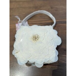 Sparkling Ivory Flower Beaded Handbag Evening Bag Clutch